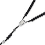 Black beaded rosary with Jordan River Water medallion and crucifix by Marina Jewelry