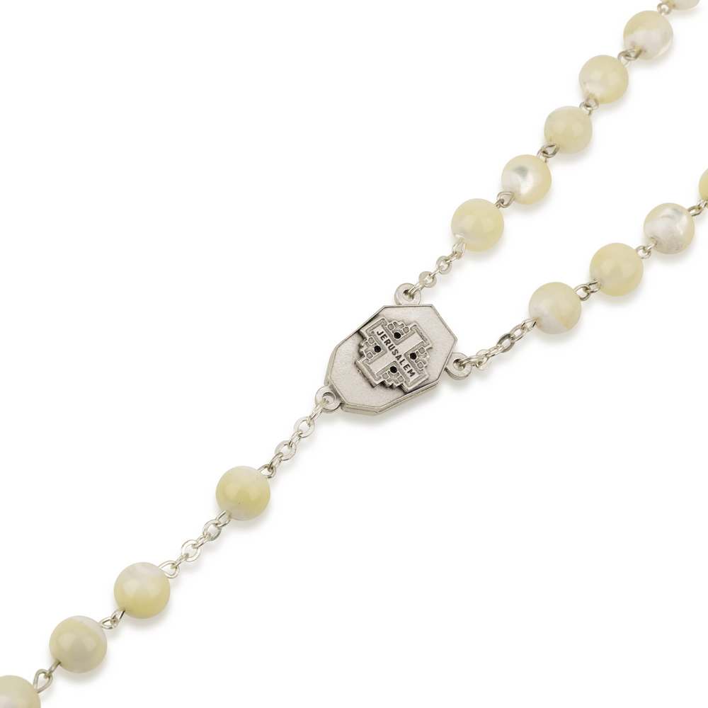 Mother of Pearl Glass Rosary with Crucifix