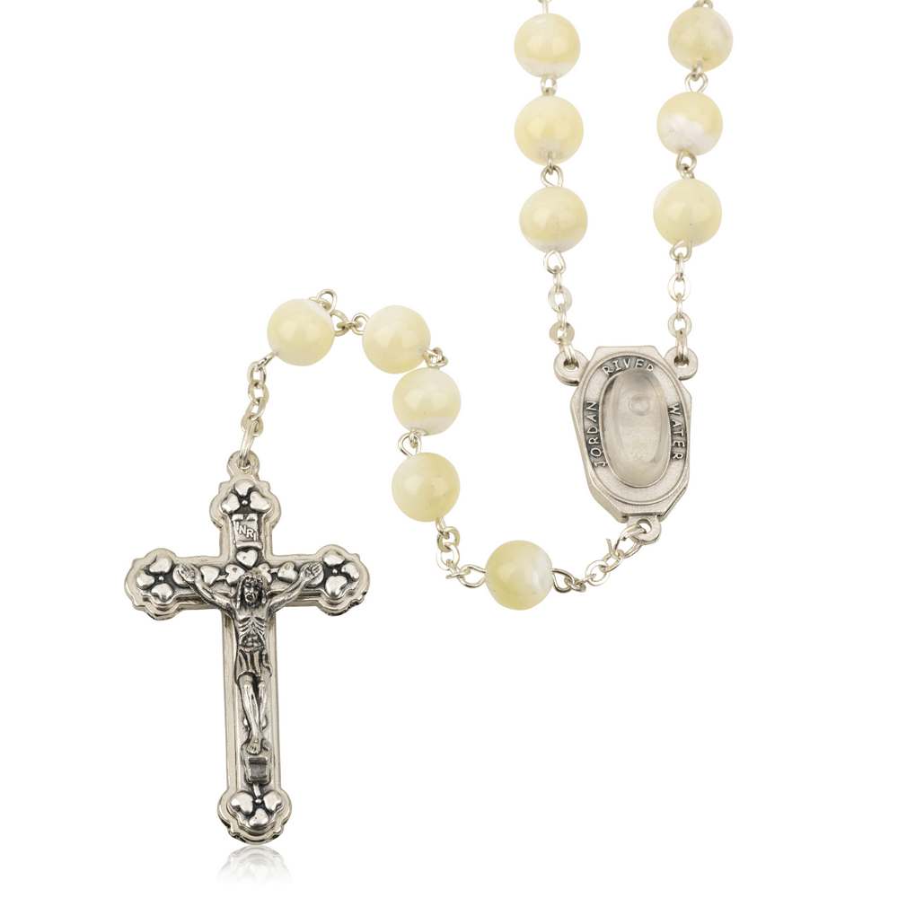 Mother of Pearl Glass Rosary with Crucifix