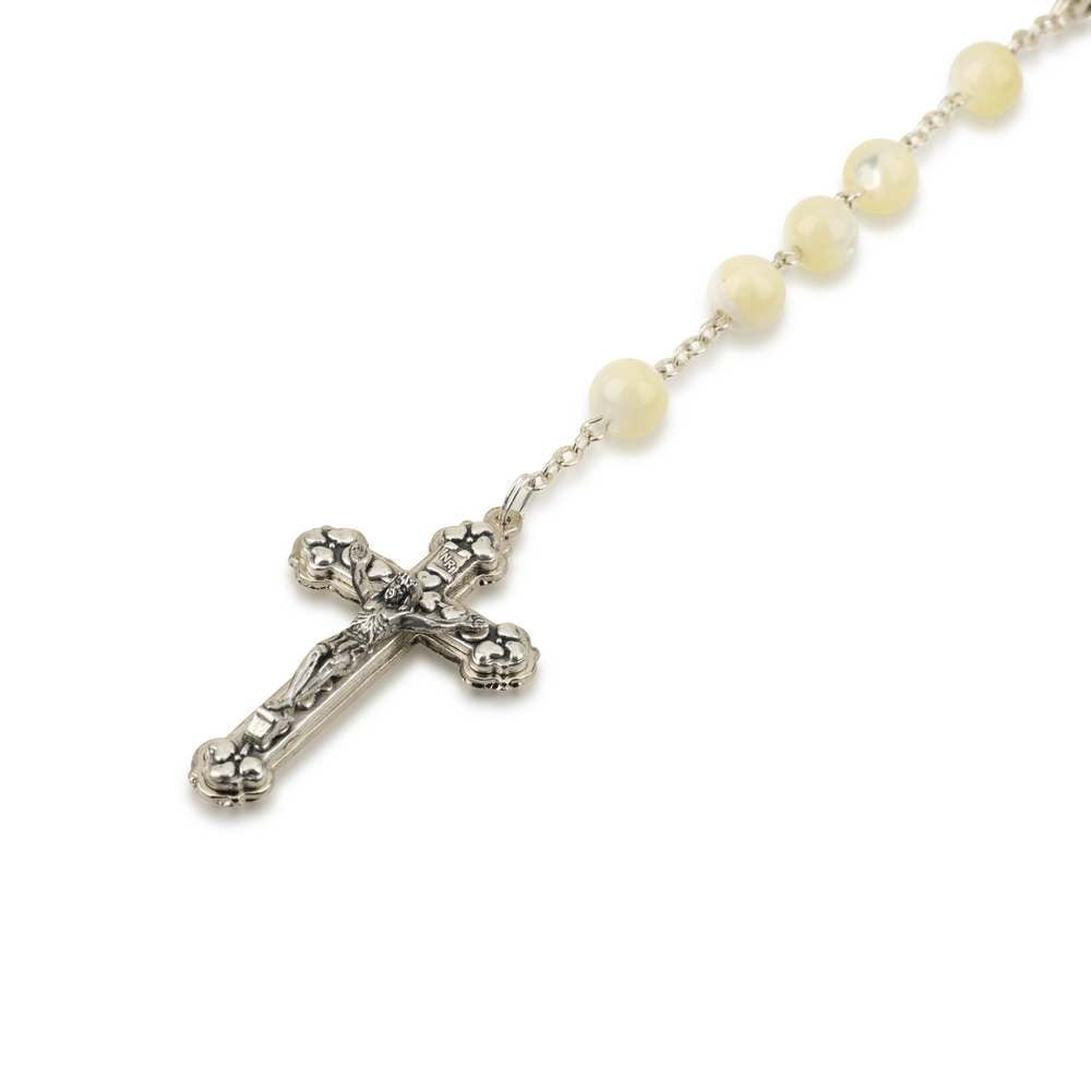 Mother of Pearl Glass Rosary with Crucifix