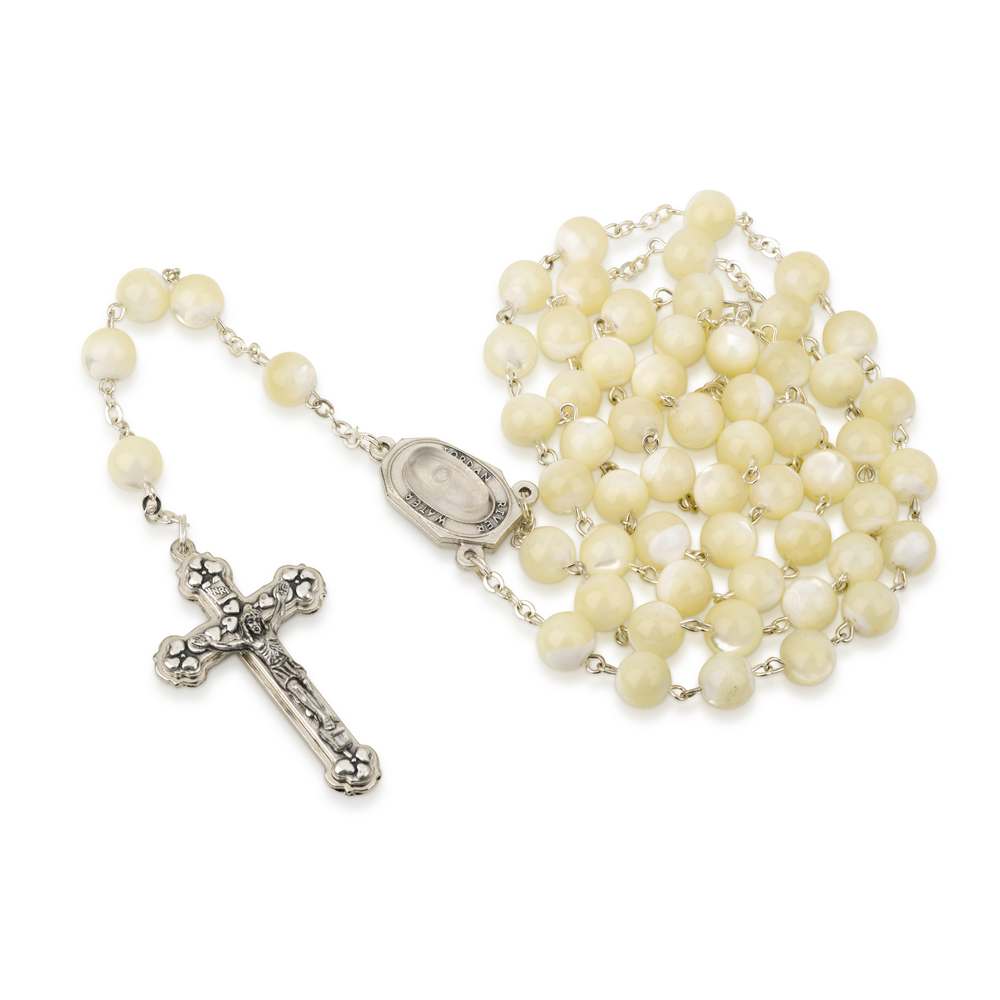 Mother of Pearl Glass Rosary with Crucifix