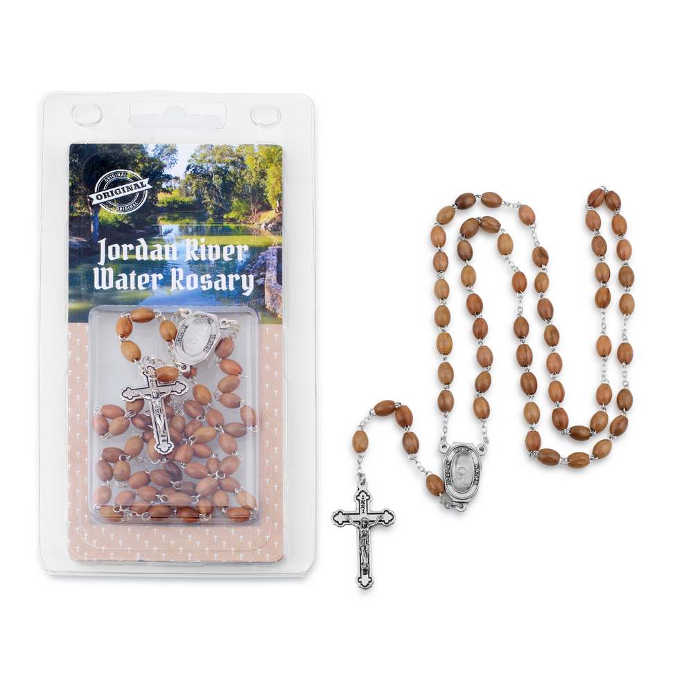 Olive Wood Rosary with Jordan River Water & Crucifix