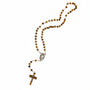 Patterned Bead Rosary with Jordan River Medallion and Wood Crucifix
