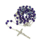 Blue Faceted Bead Rosary with Virgin Mary Medallion and Crucifix