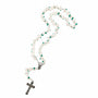 White Rose Bead Rosary with Virgin Mary Medallion and Crucifix