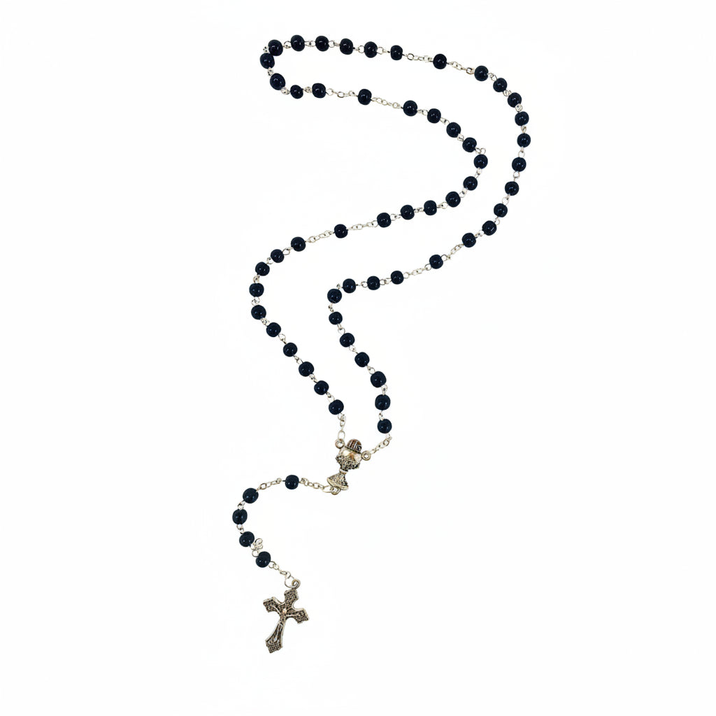 Black Bead Rosary with Crucifix