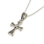 Tapered Cross Pendant Necklace in 925 Sterling Silver, Marcasite