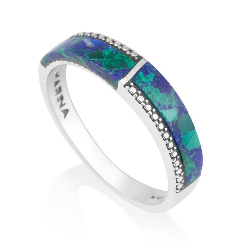 Milgrain Eilat Stone Band Ring in 925 Sterling Silver by Marina Jewelry