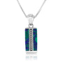 Beaded-Line Eilat Stone Pendant Necklace in 925 Sterling Silver by Marina Jewelry