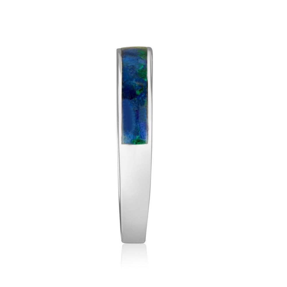 Eilat Stone Inlay Band Ring in 925 Sterling Silver – side view
