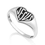 Oxidized Jesus Heart Signet Ring in 925 Sterling Silver by Marina Jewelry