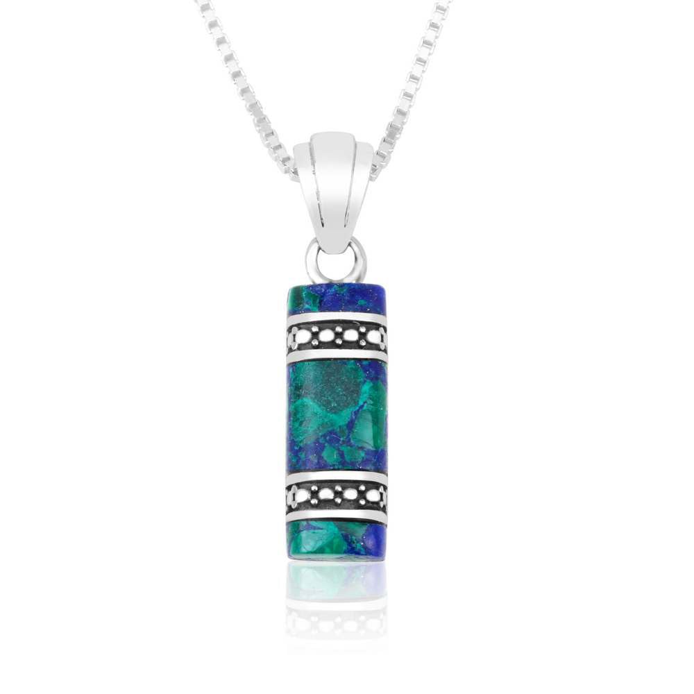 Eilat Stone Bar Pendant Necklace in 925 Sterling Silver by Marina Jewelry