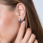 Eilat Stone Strip Hoop Earrings in 925 Sterling Silver – shown worn