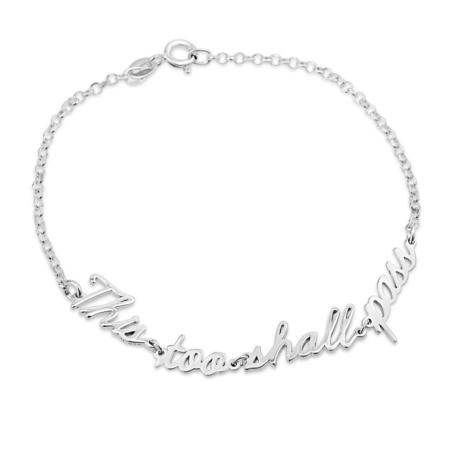 This Too Shall Pass Script Bracelet in 925 Sterling Silver by Marina Jewelry