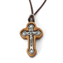 Budded Crucifix Pendant Necklace in Olive Wood by Marina Jewelry