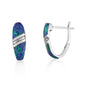 Sloped Diamond Pattern Eilat Stone Hoop Earrings in 925 Sterling Silver by Marina Jewelry