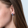Sloped Diamond Pattern Eilat Stone Hoop Earrings in 925 Sterling Silver – shown worn
