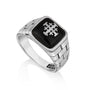 Men's cushion black onyx Jerusalem Cross signet ring by Marina Jewelry